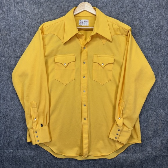 Rockmount Other - Vintage Rockmount Ranch Wear Pearlsnap Shirt Men's XL Yellow Western Yoke Ribbed